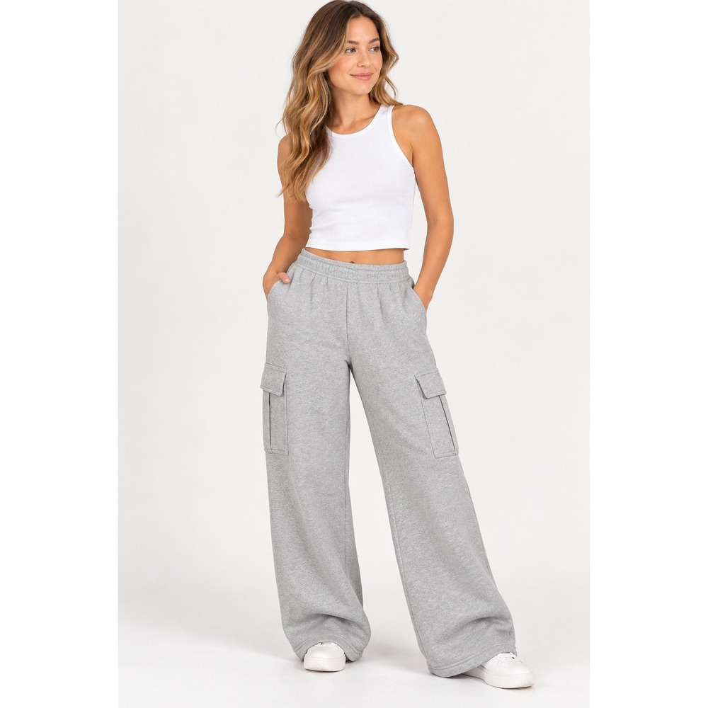 Aritzia Sweatfleece Mega Cargo Sweatpants Heather Grey Cozy Fleece Size L